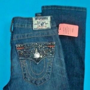 26 X 33 TRUE RELIGION STRAIGHT RHINESTONE FLAP